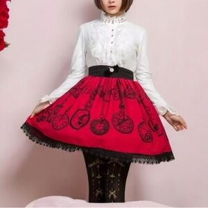 Elegant Red Skirt with Black Accents